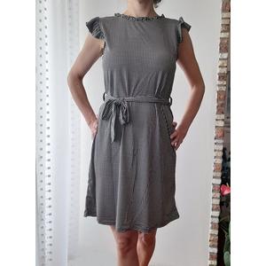 Könnyű, nyári női ruha övvel - tyúklábmintás (one size)