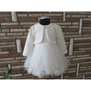 Gyönyörű törtfehér kislány keresztelő ruha boleróval