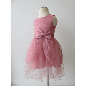 Elegáns mályva színű kislány ruha masnival