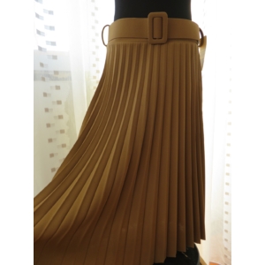 Elegáns barna női rakott szoknya övvel (one size)