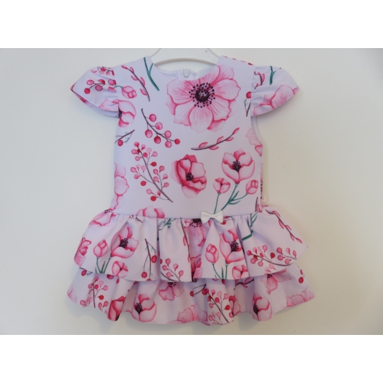 Pipacs mintás, könnyű, nyári kislány ruha (116)