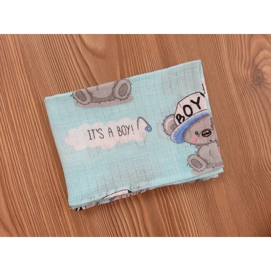 Vékony textilpelenka - it's a boy, kék macis