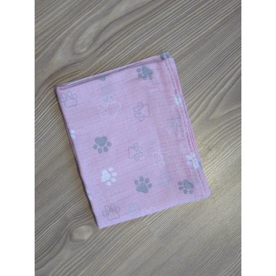 Vékony textilpelenka - rózsaszín mancsos