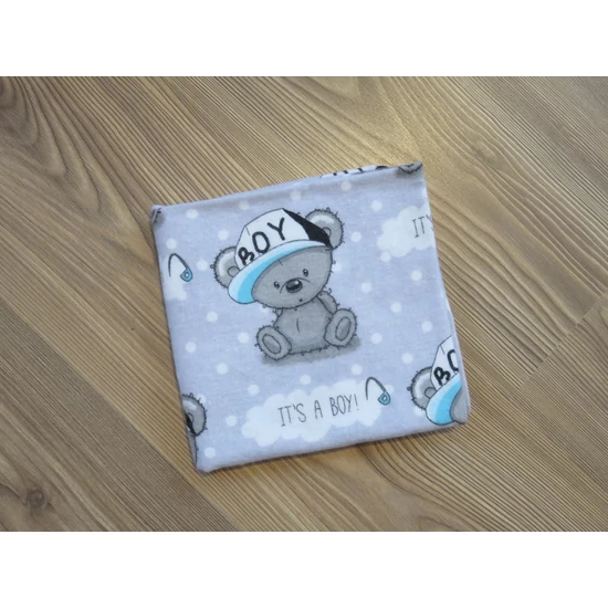 Flanel nyomott mintás textilpelenka - it's a boy, szürke