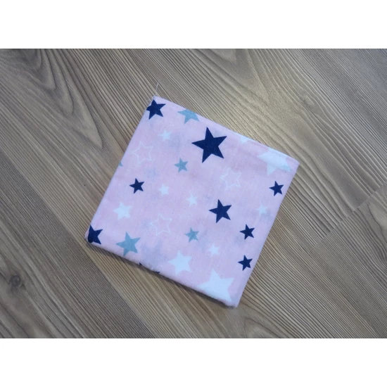 Flanel nyomott mintás textilpelenka - rózsaszín, kék csillagos
