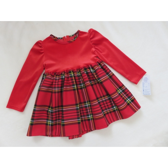 Piros, skót kockás kislány ruha