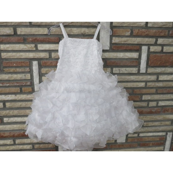 Hófehér, gyönyörű, habos-babos kislány alkalmi ruha (86)