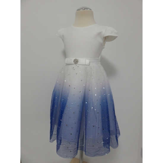 Éjhercegnő fehér-kék tüll koszorúslány ruha