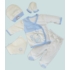 5 részes újszülött kisfiú babaruha szett - kék nyuszis díszdobozban (56/62)