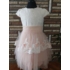 Gyönyörű hófehér-barack színű tüll alkalmi kislány ruha (98)