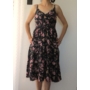 Kép 2/6 - Pántos, virágmintás női pamut ruha - sötétkék (one size)