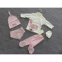 Kép 1/10 - 5 részes újszülött kislány babaruha szett - rózsaszín, nyuszis