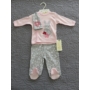 Kép 2/9 - 3 részes újszülött kislány babaruha szett - rózsaszín, nyuszis