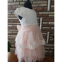 Kép 2/8 - Gyönyörű hófehér-barack színű tüll alkalmi kislány ruha (92)