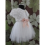 Kép 1/10 - Törtfehér kislány keresztelő/alkalmi ruha csipke boleróval, kitűzővel