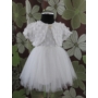 Kép 4/10 - Törtfehér kislány keresztelő/alkalmi ruha csipke boleróval, kitűzővel