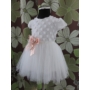 Kép 7/10 - Törtfehér kislány keresztelő/alkalmi ruha csipke boleróval, kitűzővel
