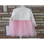 Kép 10/10 - Törtfehér-rózsaszín kislány alkalmi ruha csipke boleróval