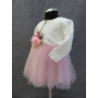 Kép 3/10 - Törtfehér-rózsaszín kislány alkalmi ruha csipke boleróval