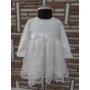 Kép 9/10 - Fehér csipkés keresztelő kislány ruha virágos kitűzővel