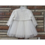 Kép 10/11 - Törtfehér kislány keresztelő/alkalmi ruha csipke boleróval, kitűzővel