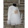 Kép 3/11 - Törtfehér kislány keresztelő/alkalmi ruha csipke boleróval, kitűzővel