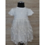 Kép 2/7 - Fehér csipkés keresztelő kislány ruha barack kitűzővel