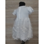 Kép 6/7 - Fehér csipkés keresztelő kislány ruha barack kitűzővel