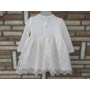 Kép 3/5 - Fehér csipkés keresztelő kislány ruha barack kitűzővel