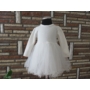 Kép 10/10 - Törtfehér keresztelő/alkalmi kislány ruha púder színű boleróval