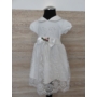 Kép 1/5 - Törtfehér hímzett keresztelő kislány ruha virágdísszel
