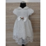 Kép 3/5 - Törtfehér hímzett keresztelő kislány ruha virágdísszel