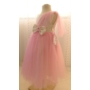 Kép 2/9 - Hófehér-pink kislány tüll alkalmi/koszorúslány ruha