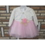 Kép 5/10 - Törtfehér-rózsaszín kislány alkalmi ruha csipke boleróval