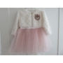 Kép 1/4 - Gyönyörű törtfehér-rózsaszín kislány alkalmi ruha szőrme boleróval (80)