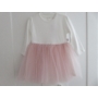 Kép 3/4 - Gyönyörű törtfehér-rózsaszín kislány alkalmi ruha szőrme boleróval (80)