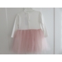 Kép 4/4 - Gyönyörű törtfehér-rózsaszín kislány alkalmi ruha szőrme boleróval (80)