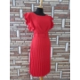 Kép 2/4 - Elegáns pliszírozott piros női ruha övvel (one size)