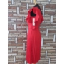 Kép 3/4 - Elegáns pliszírozott piros női ruha övvel (one size)